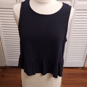 Classic Navy Peplum Sleeveless Top